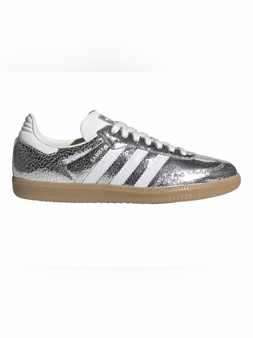 adidas Women's Samba Metallic Silver and White Sneaker